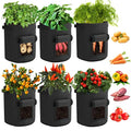 10 Gallon 6 Pack Nonwoven Fabric Grow Bags with Handles and Harvest Window U3384