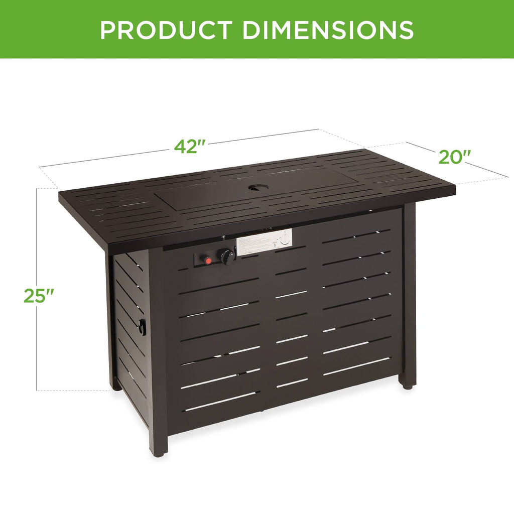 42in Rectangular Steel Propane Fire Pit Table with Cover L650