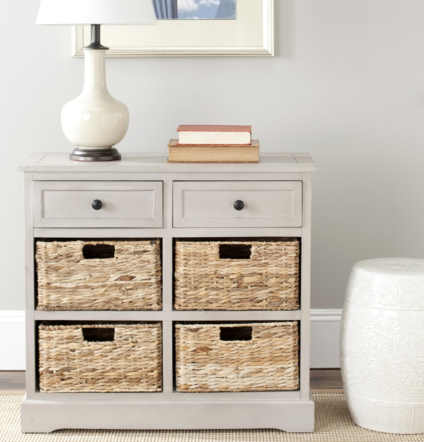 Brown Wicker Basket Storage Unit U952177