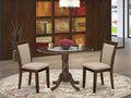 3 Piece Dinette Set with Round Table with Dropleaf and 2 Light Tan Linen Fabric Parsons Dining Chairs P438
