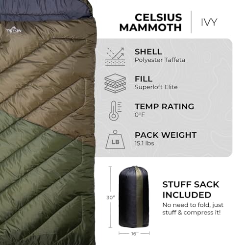 20 Degree 0 Degree Double Sleeping Bag with Compression Sack U40742