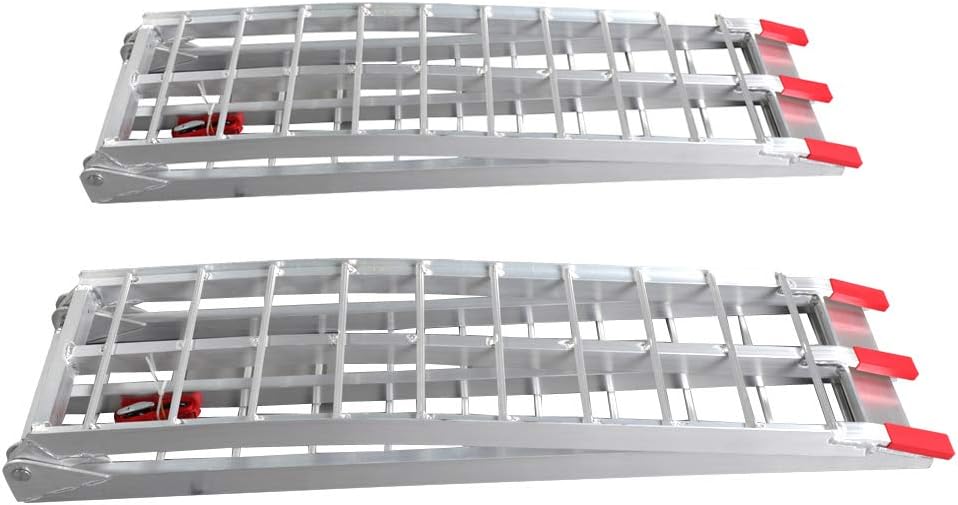 7.5ft 2Pcs Aluminum Folding Ramps with Support Legs & Load Straps I1928