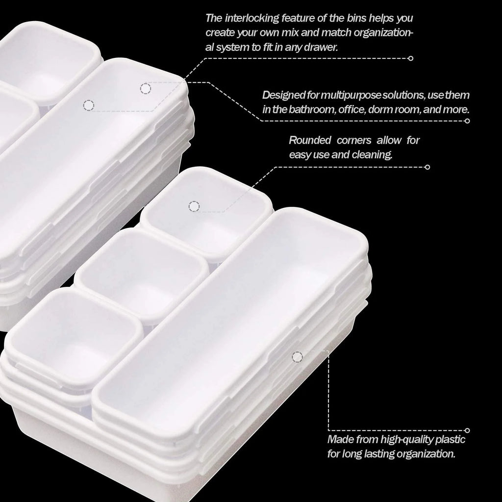 White Plastic Desk Drawer Organizer Set of 22 A6263