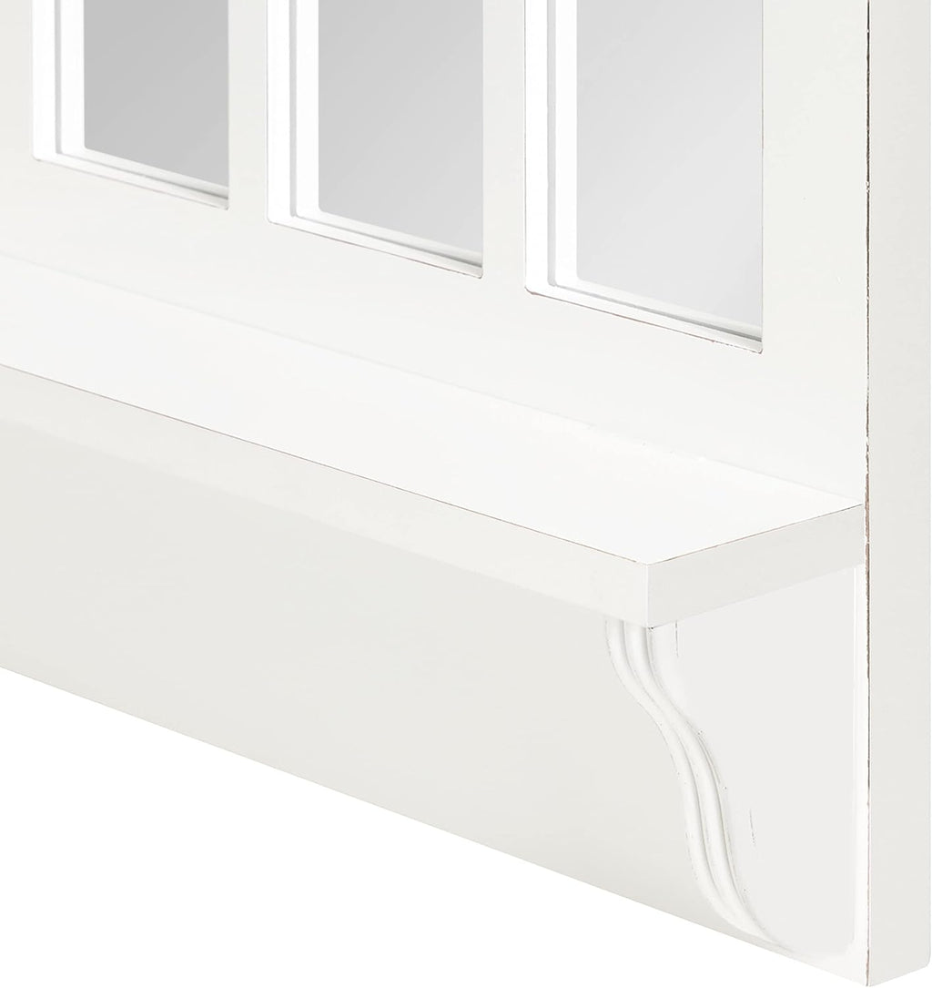 Traditional Arched Mirror with Shelf, 21 x 36, White N2126