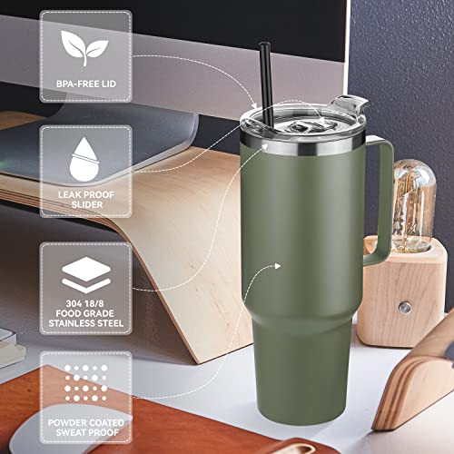 40 oz Stainless Steel Vacuum Insulated Tumbler with Handle (Black, 1) D2909