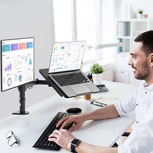 Extra Tall Single Monitor Desk Mount with Tray, Black A38416
