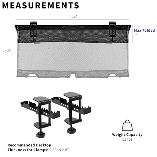 Black Mesh 44 Inch Clamp-on Under Desk Cable Net R5632