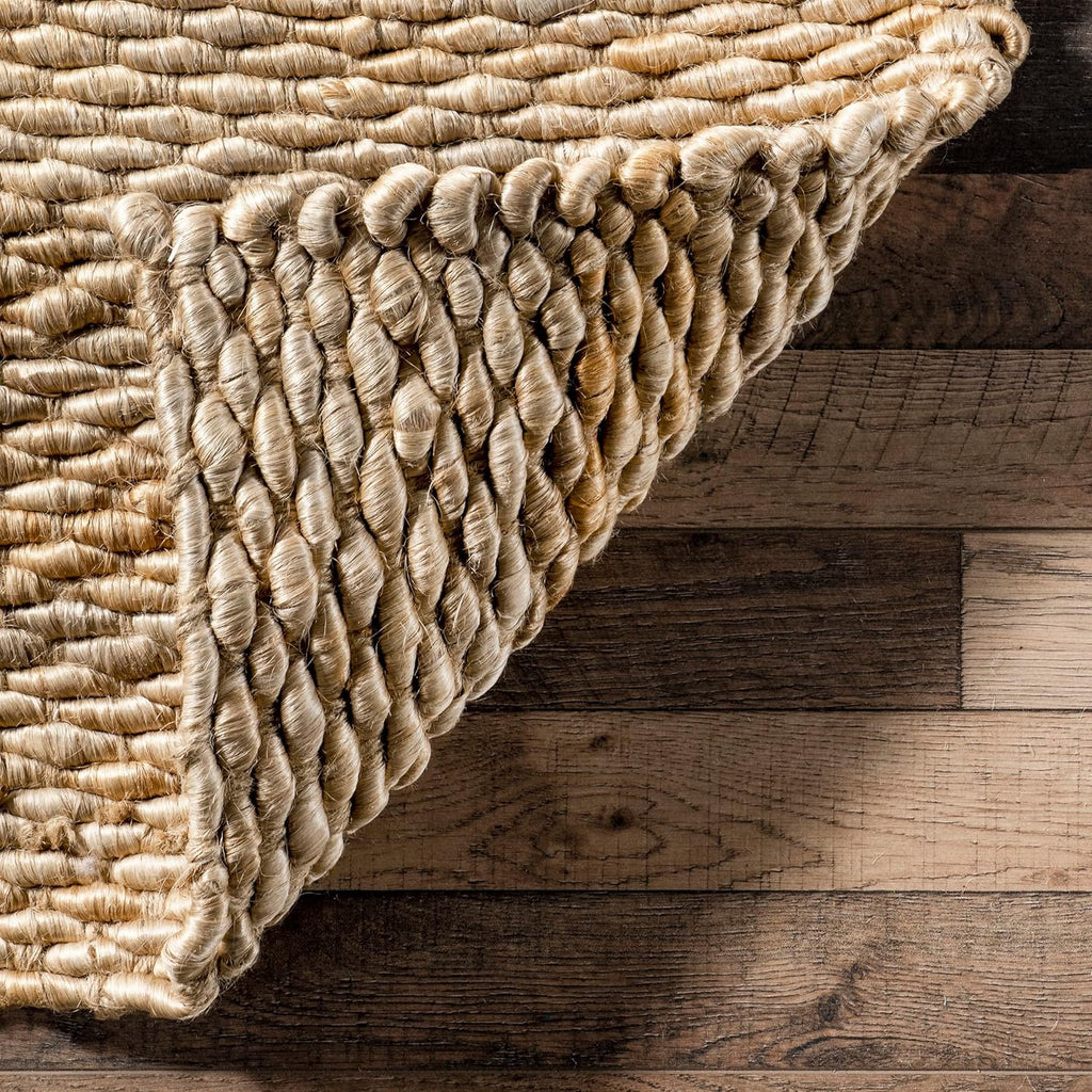 Natural Hand Woven Jute Area Rug, 5x8 O627383