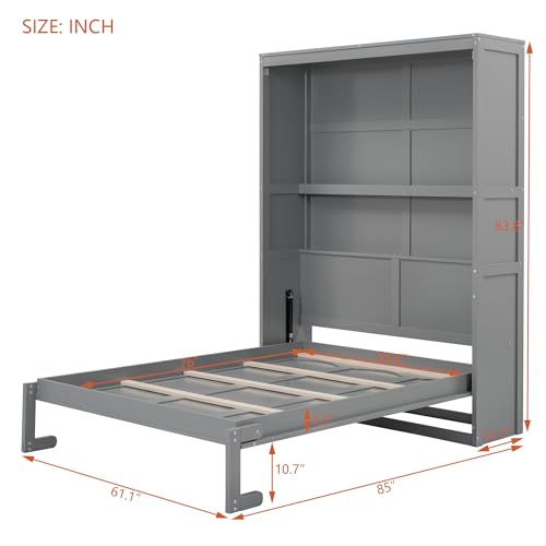 White Queen Size Murphy Bed Wall Bed with Sofa V709635