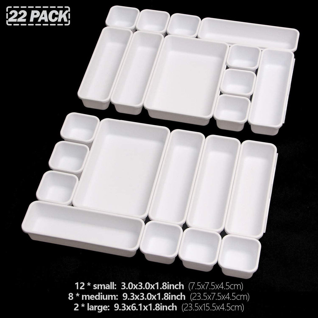 White Plastic Desk Drawer Organizer Set of 22 A6263