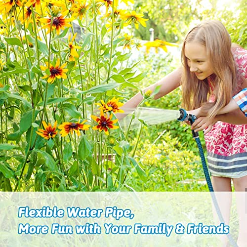 50FT Expandable Garden Hose with Triple Layer Latex Core, 3/4" Solid Metal Fittings, Fabric Nozzle T39938