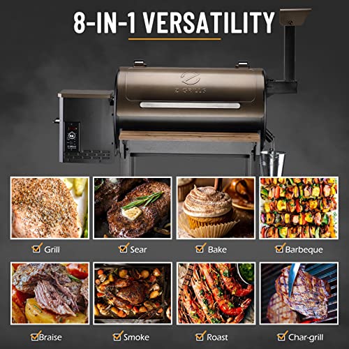 Pellet Grill Smoker with PID Controller, LCD Screen, 2 Meat Probes, Storage Cabinet, 697 sq in Cooking Area, Rain Cover, Bronze N5533