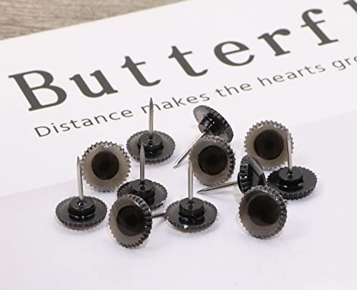 50PCS Transparent Black Flat Plastic Head Steel Point Push Pins P9714