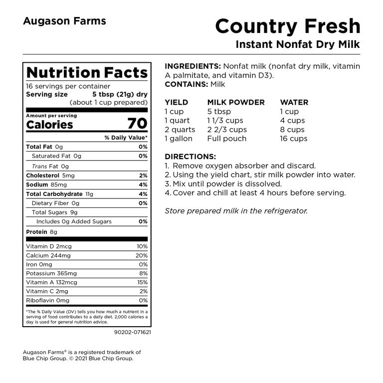 1 lb 13 oz Instant Nonfat Dry Milk D19035