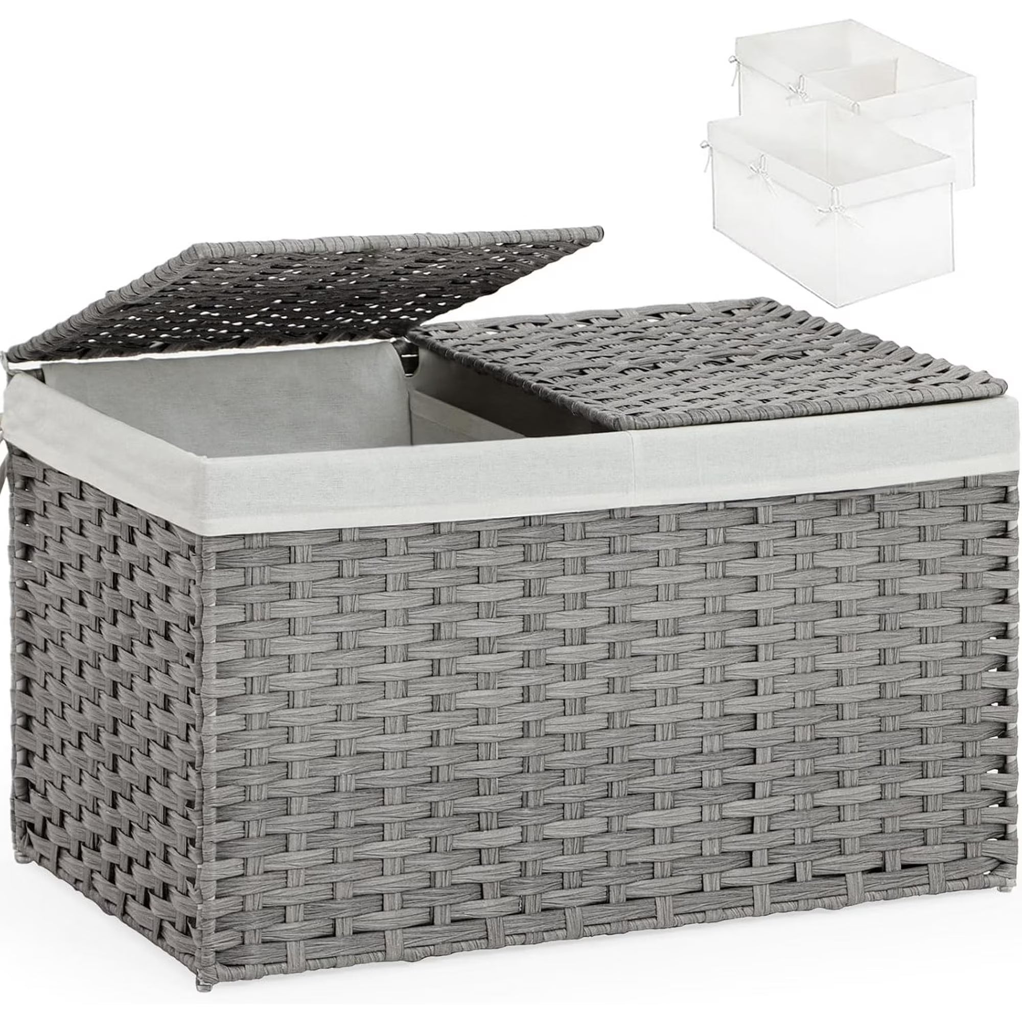 Gray 17.2 Gallon Rattan Storage Basket with Lid B21886