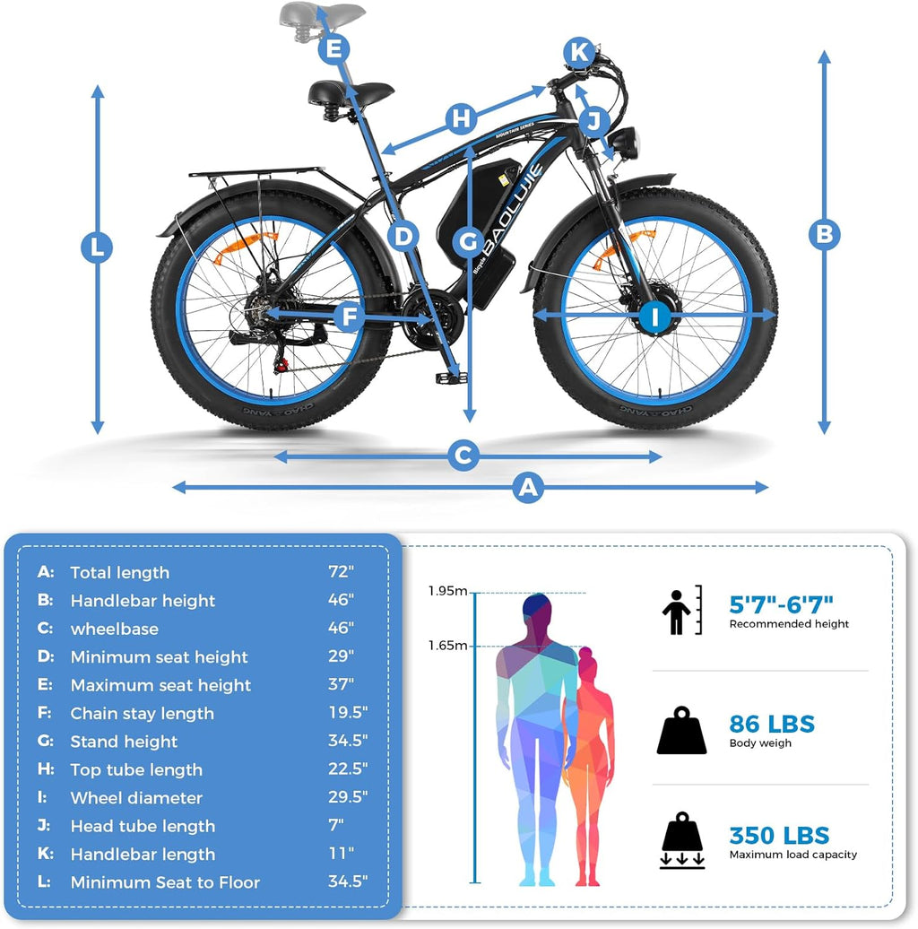 1000W Dual Motor 48V 20AH Battery 21 Speed Electric Bike L287