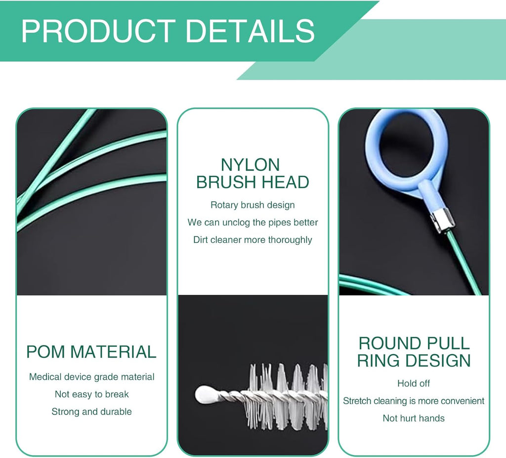 Green 9.8Ft Flexible Drain Hole Unblocker T2700