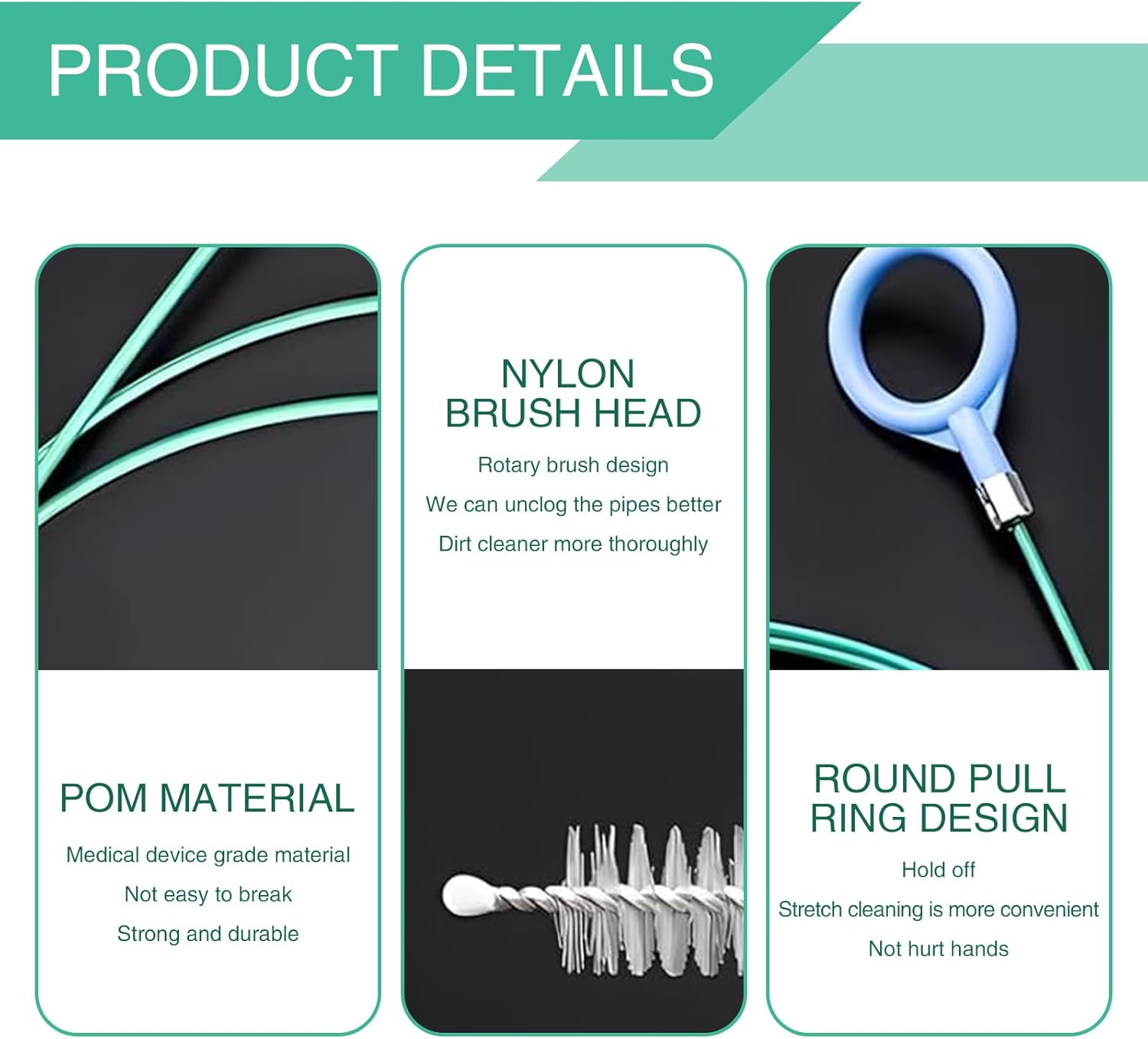 Green 9.8Ft Flexible Drain Hole Unblocker T2700