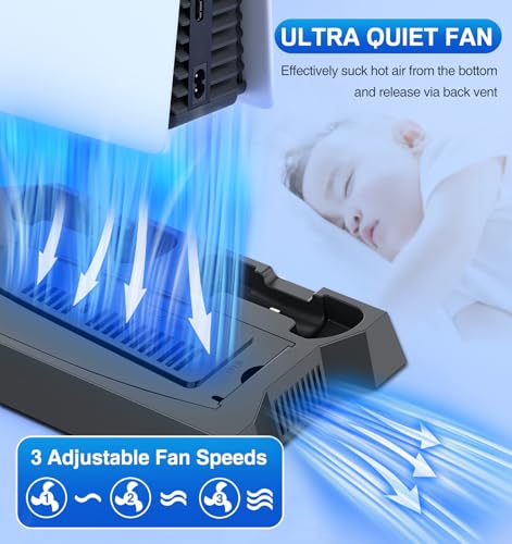 White PS5 Cooling Station with Controller Charging Station and Cooler Fan N447198