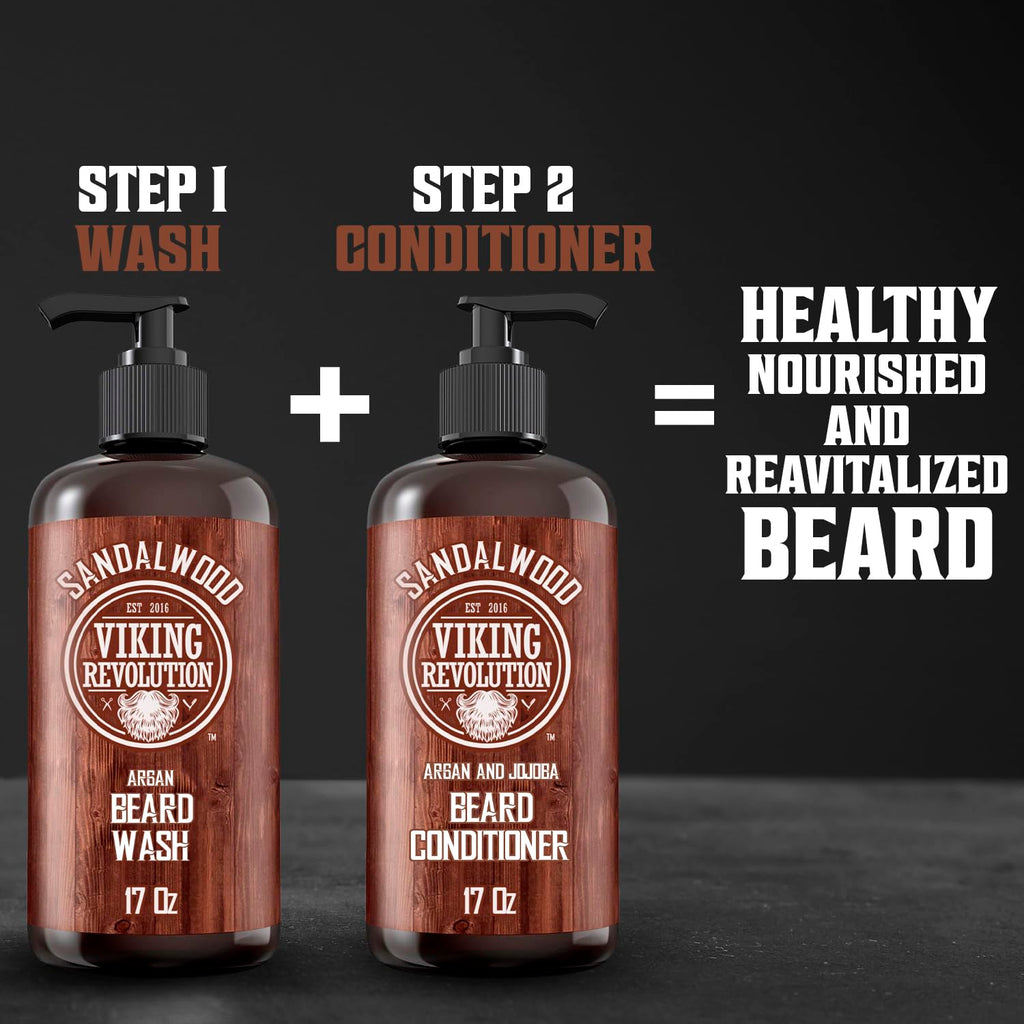 Beard Conditioner with Argan & Jojoba Oils, Sandalwood Scent, 17oz A5328