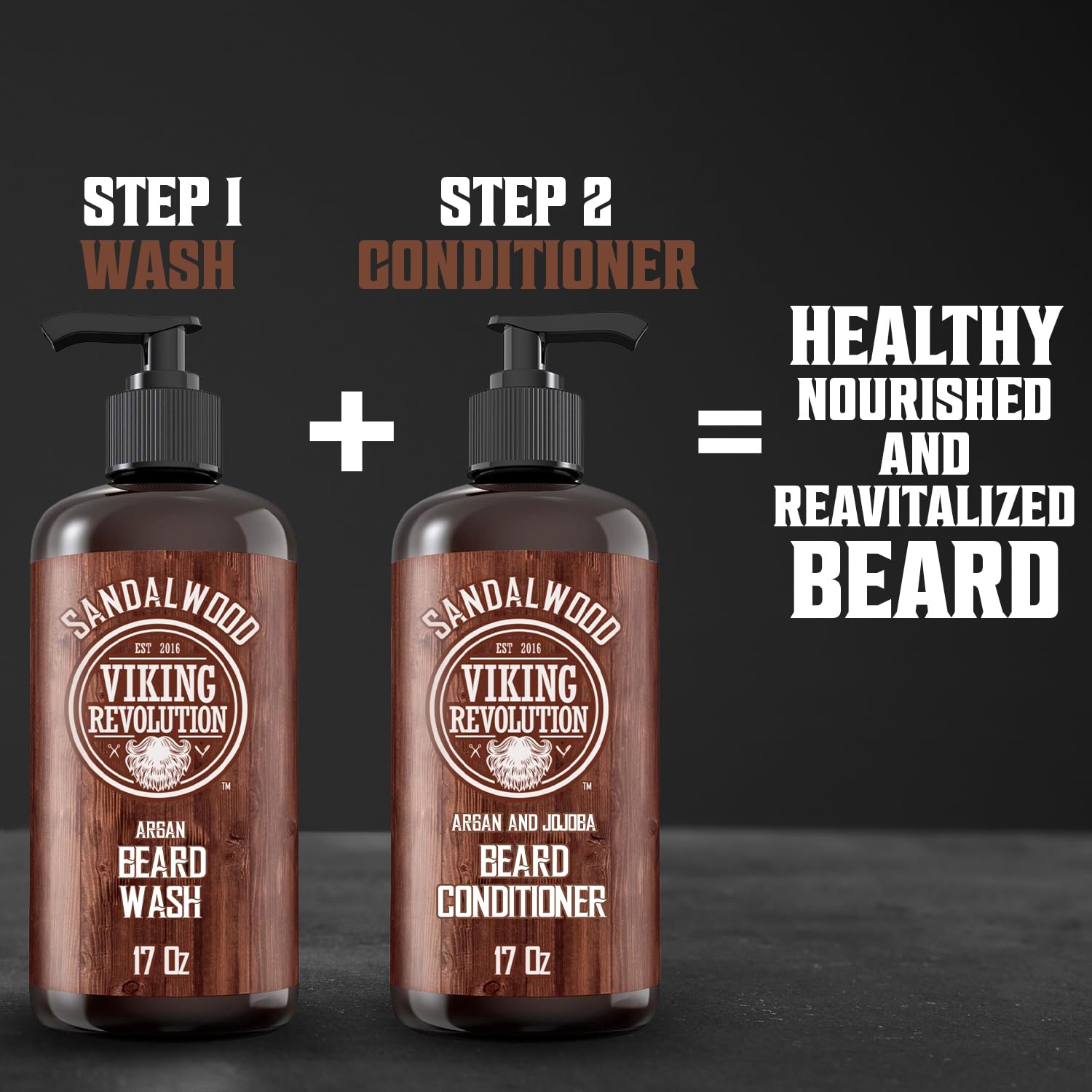 Beard Conditioner with Argan & Jojoba Oils, Sandalwood Scent, 17oz A5328