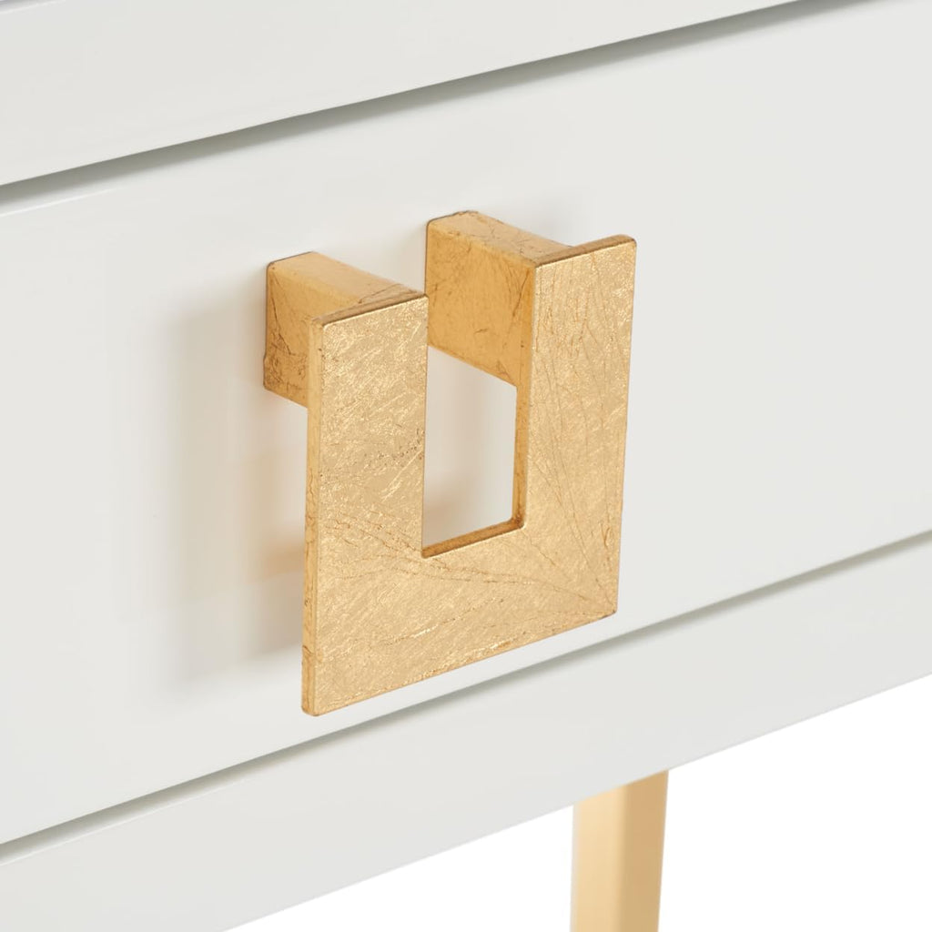 White Lacquer and Gold Leaf 3-drawer Writing Desk P923823