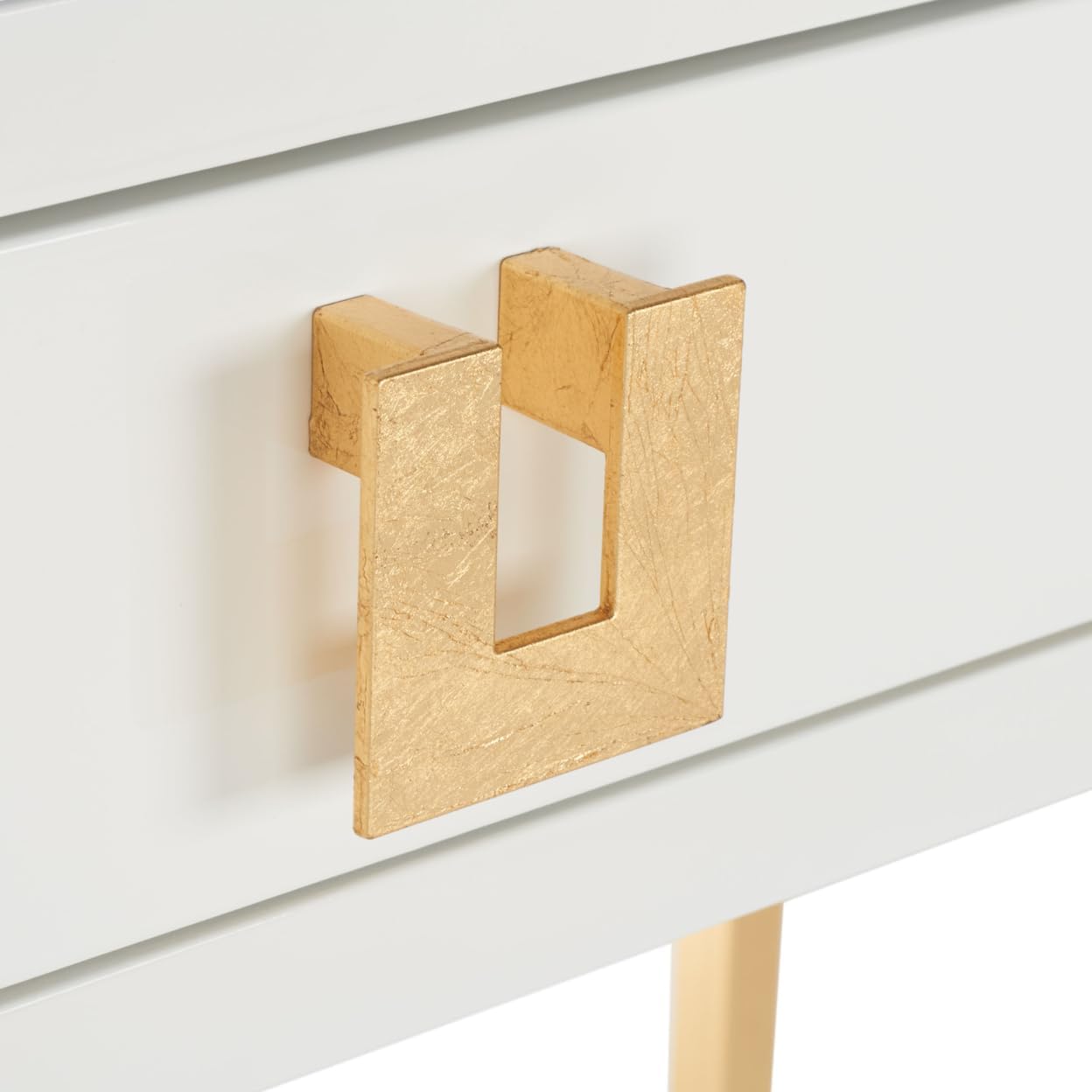 White Lacquer and Gold Leaf 3-drawer Writing Desk P923823