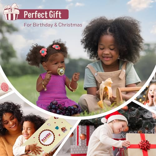 22 Inch Lifelike Soft Body Realistic African American Baby Dolls with Feeding Kit Z4620