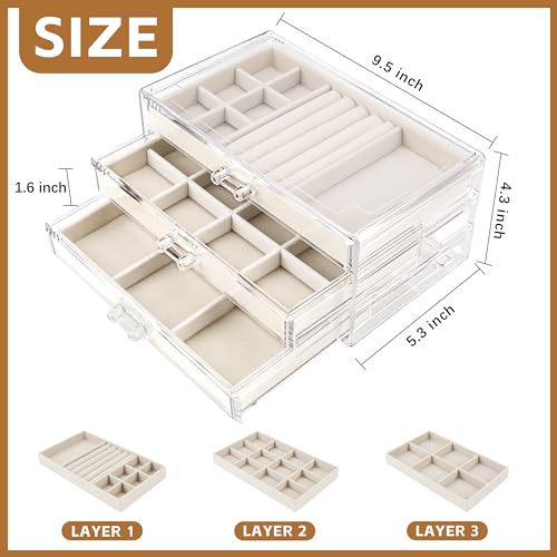 Grey Acrylic Jewelry Organizer with 5 Drawers J394998