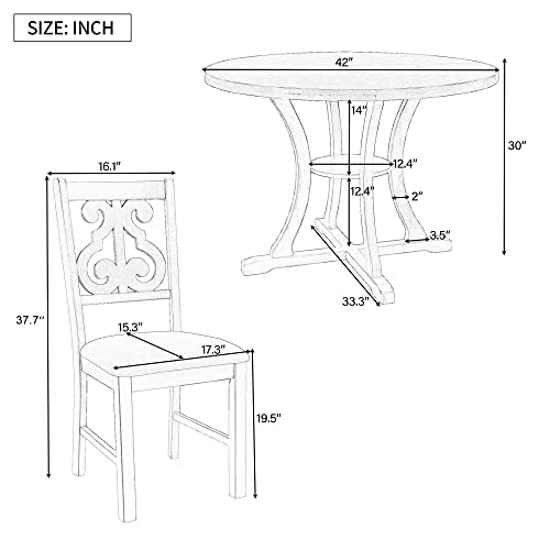 6-Piece Dining Set with Rectangular Table and 4 Fabric Upholstered Chairs and Bench J48915