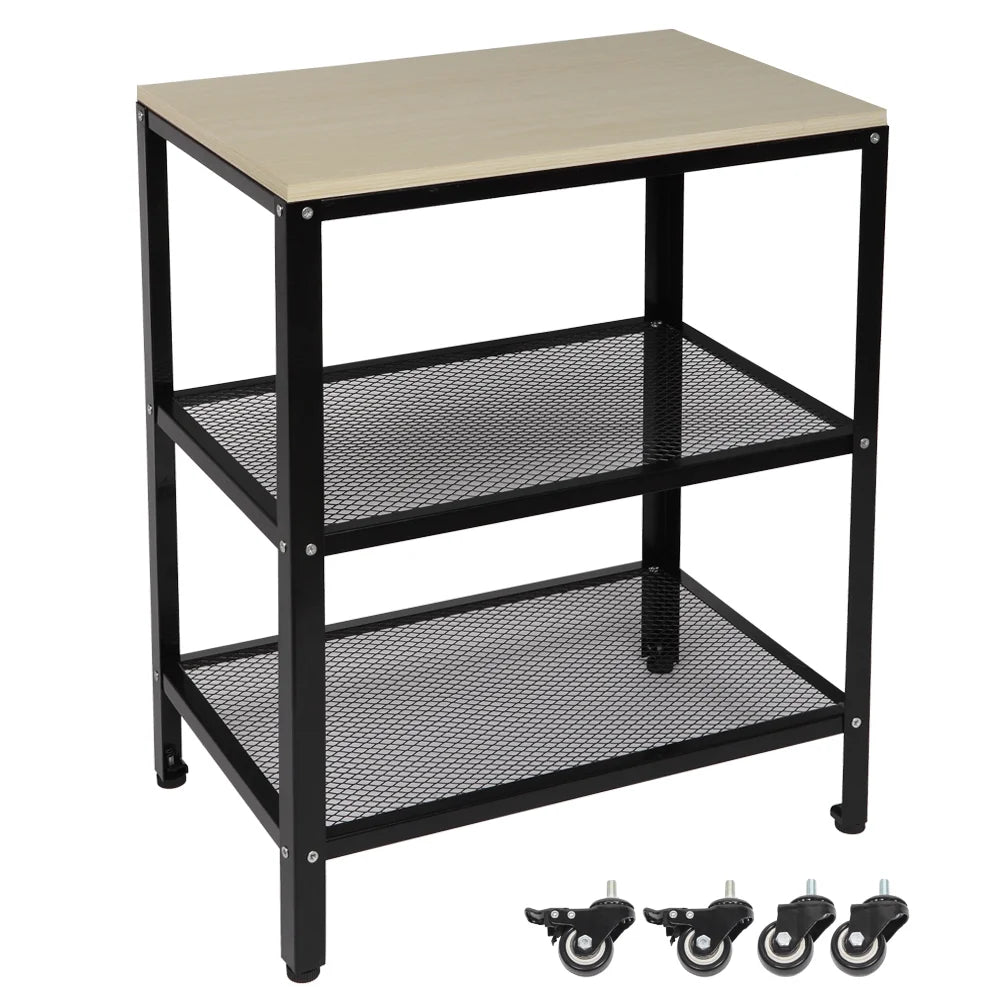 White 3-Tier Rolling Kitchen Cart with Metal Frame O243326