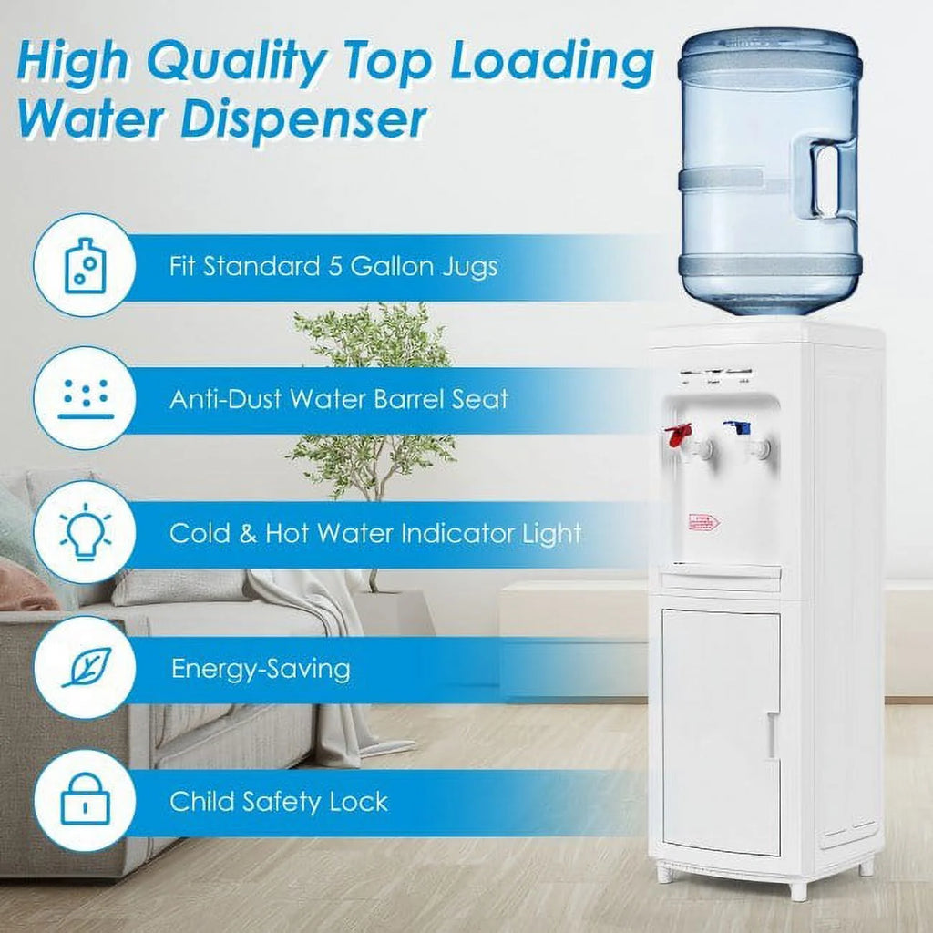 5 Gallons Hot and Cold Water Cooler Dispenser with Child Safety Lock P69229