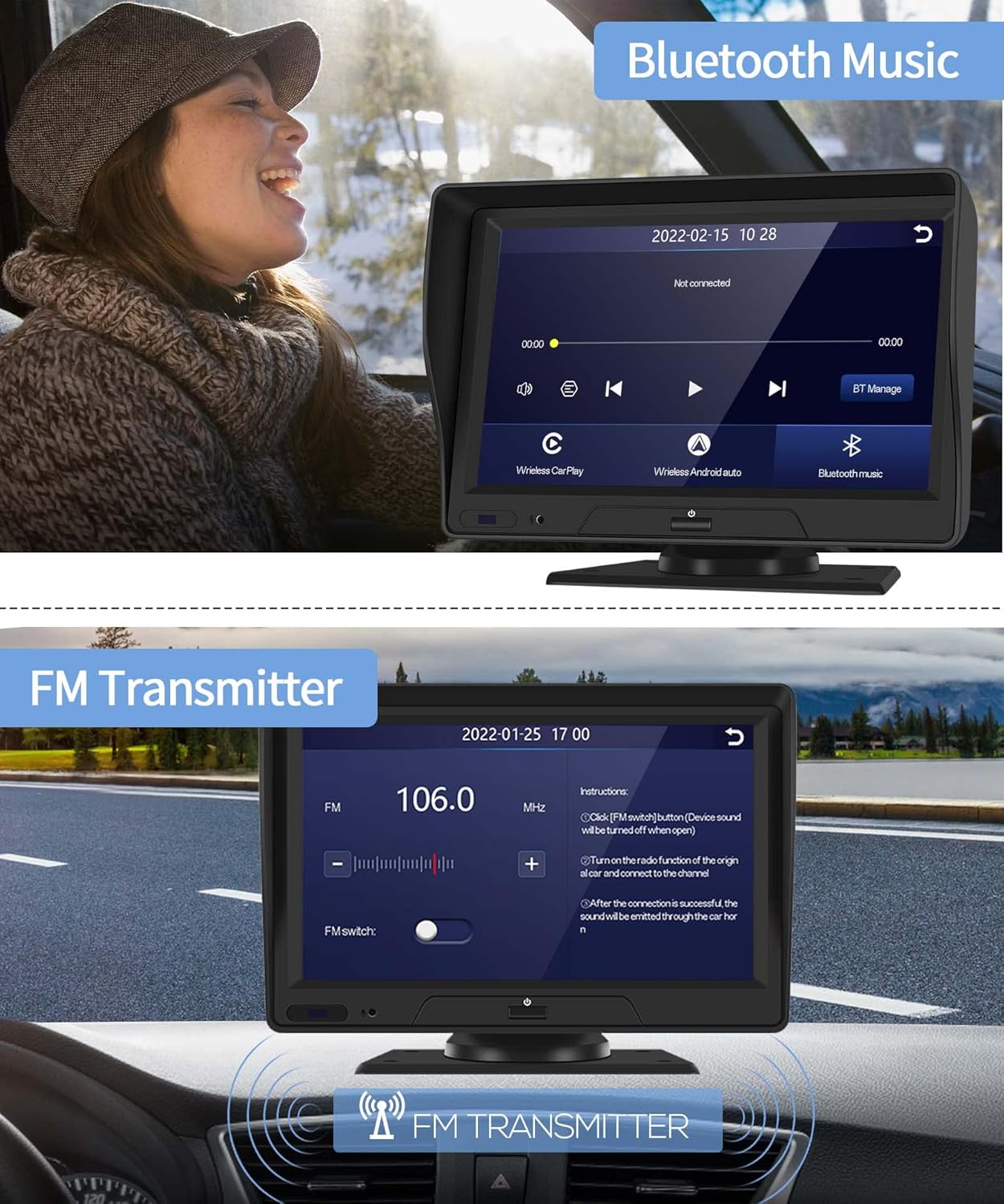 7" Bluetooth Car Stereo with Backup Camera H12025