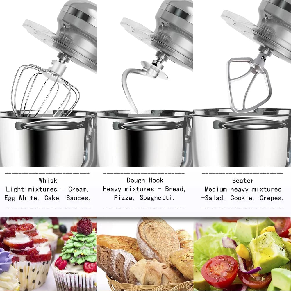 6.5-QT 660W 6-Speed Tilt-Head Stand Mixer with Dough Hook Wire Whip Beater Blue D835266