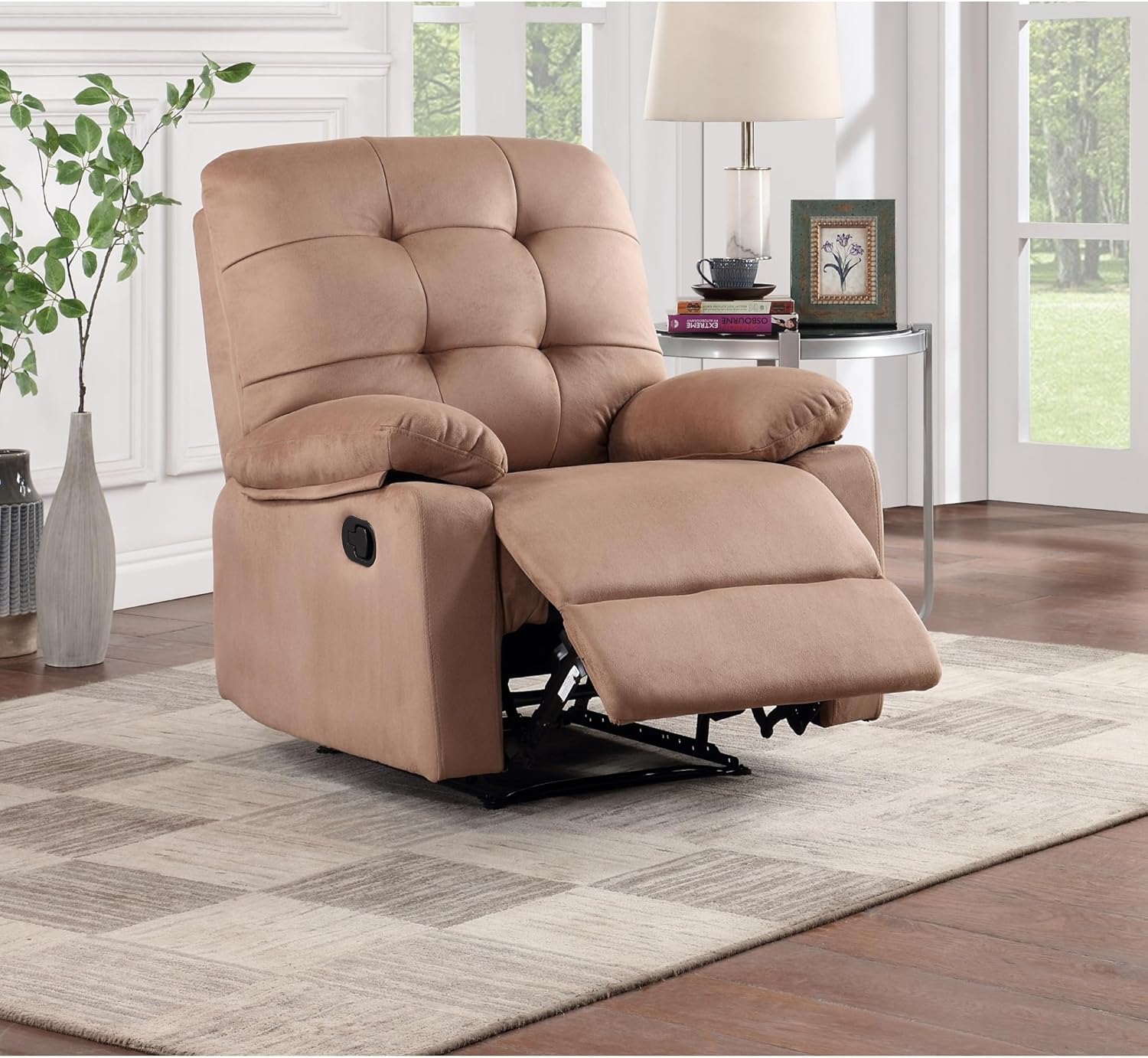Peat Color Plush Microfiber Motion Recliner Chair N560