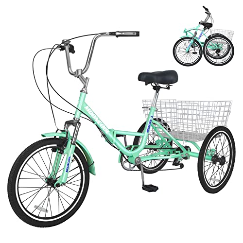 7 Speed 20/24/26 Inch Folding Tricycle with Large Basket P6286