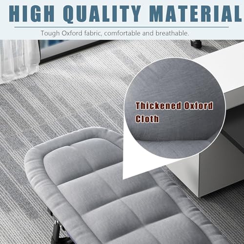 Grey Medium 70 in Foldable Camping Cot with Pillow R878