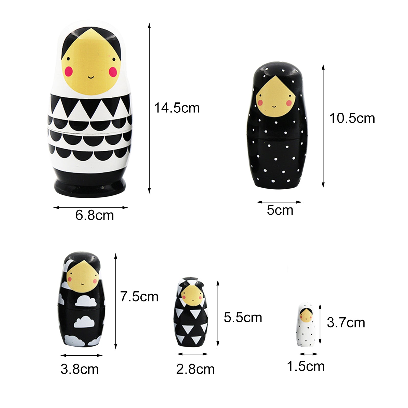 5Pcs Wooden Matryoshka Dolls J817590