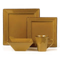 16 Piece Square Stoneware Dinnerware Set, Mocca H7500