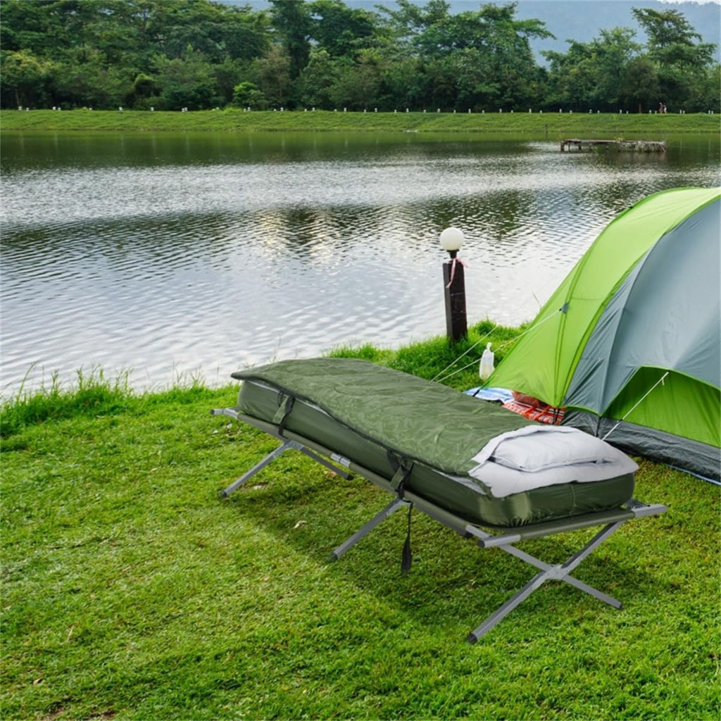 Fold Up Camping Bed Set with Air Cot, Sleeping Bag, Pump M36361