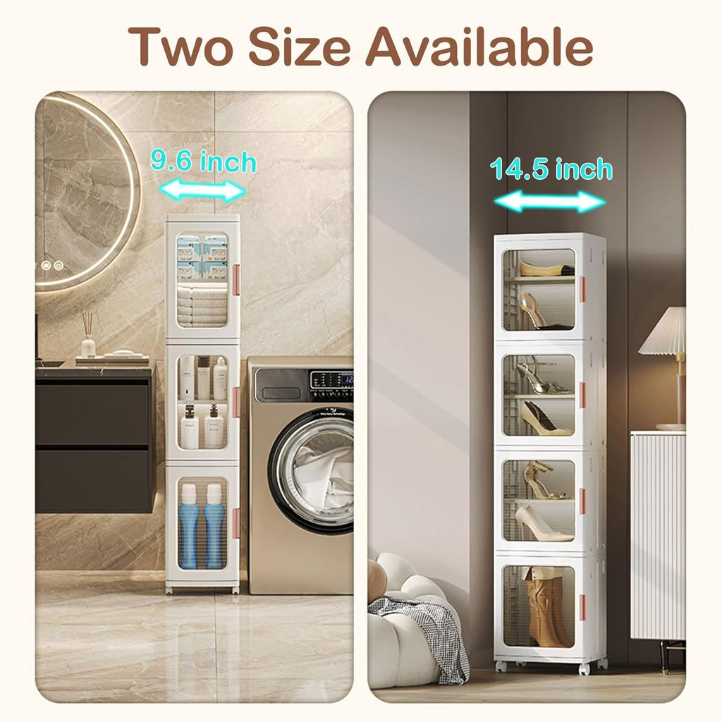 Plastic Storage Cabinet with Shelves, 4 Tier with Wheels L8069