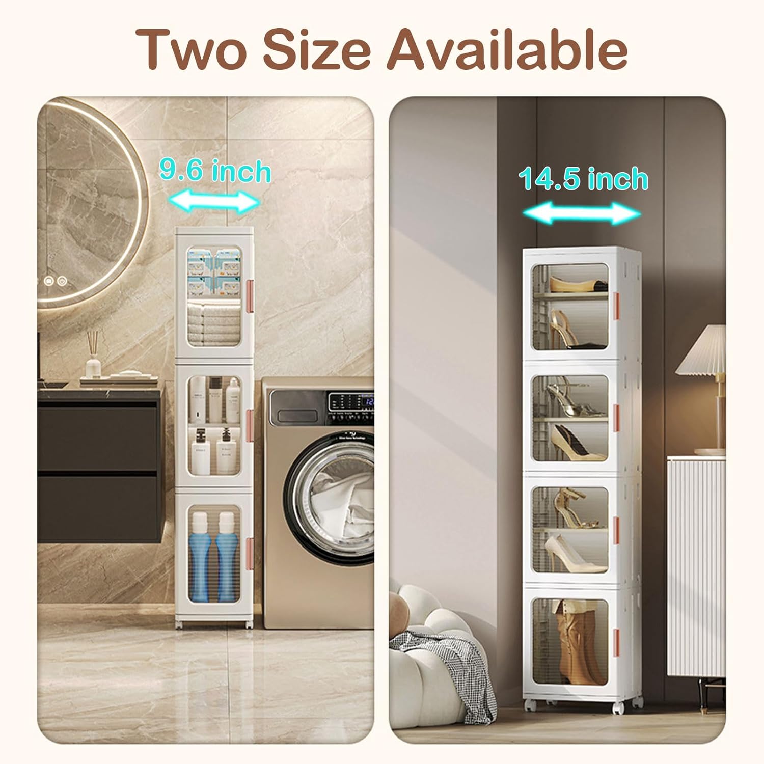 Plastic Storage Cabinet with Shelves, 4 Tier with Wheels L8069