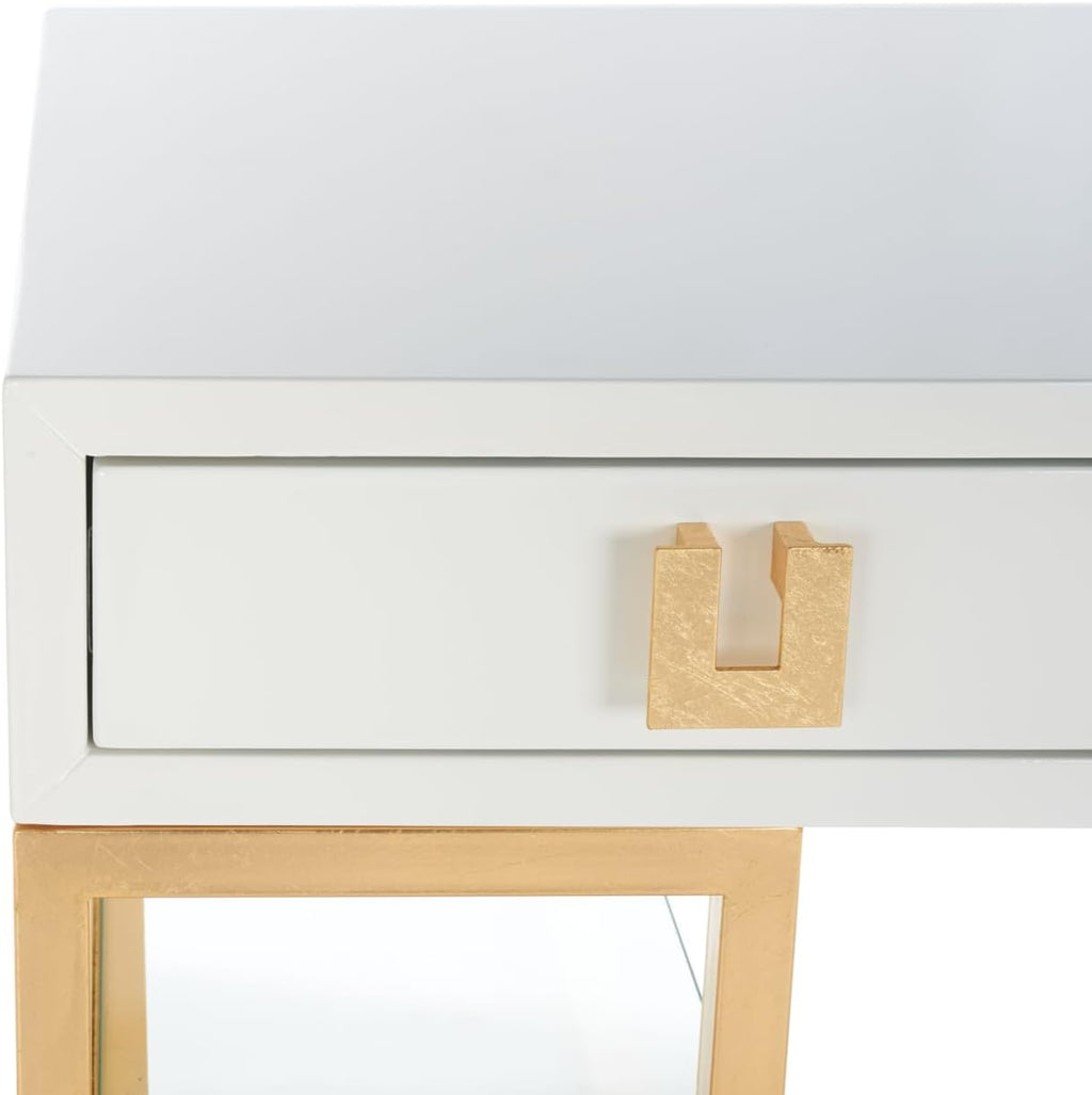 White Lacquer and Gold Leaf 3-drawer Writing Desk P923823
