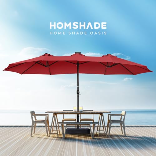 15ft Solar Lights LED Lighted Outdoor Extra Large Market Table Umbrella L34500