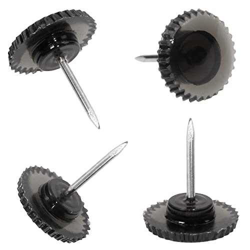 50PCS Transparent Black Flat Plastic Head Steel Point Push Pins P9714