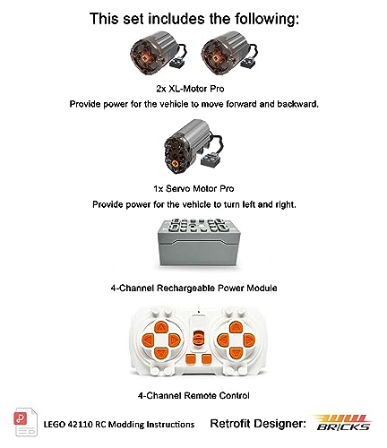 Remote Control and Motor Upgrade Kit for Lego Technic Car Z7160
