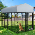 8x4x6 FT Heavy Duty Welded Wire Steel Dog Kennel with Roof N720