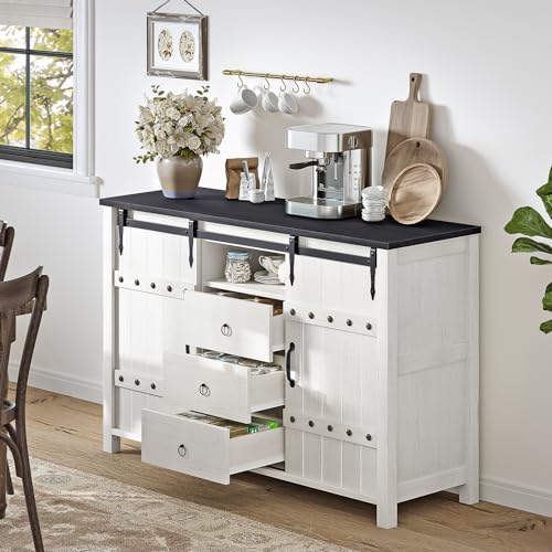 Rustic Brown Wood Dresser with 3 Drawers & 2 Sliding Barn Doors K4725