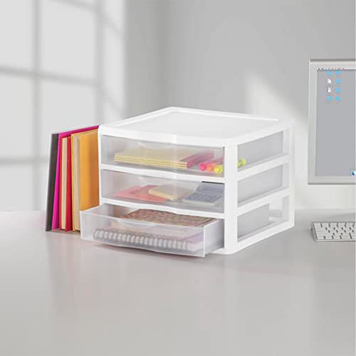 3-Pack White 3 Drawer Plastic Desktop Organizer F7851