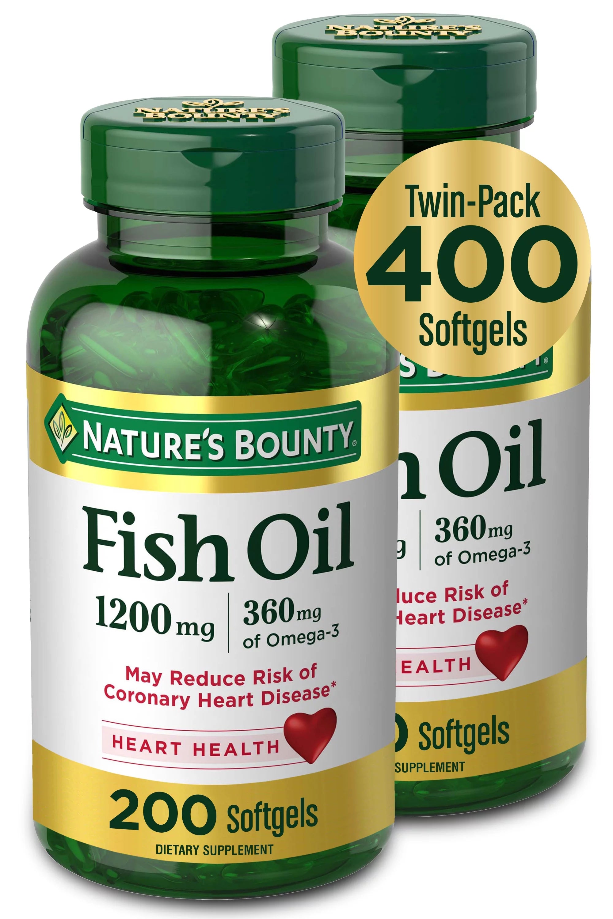 1200 Mg Fish Oil Softgels, 200 Ct, 2 Pack H1542